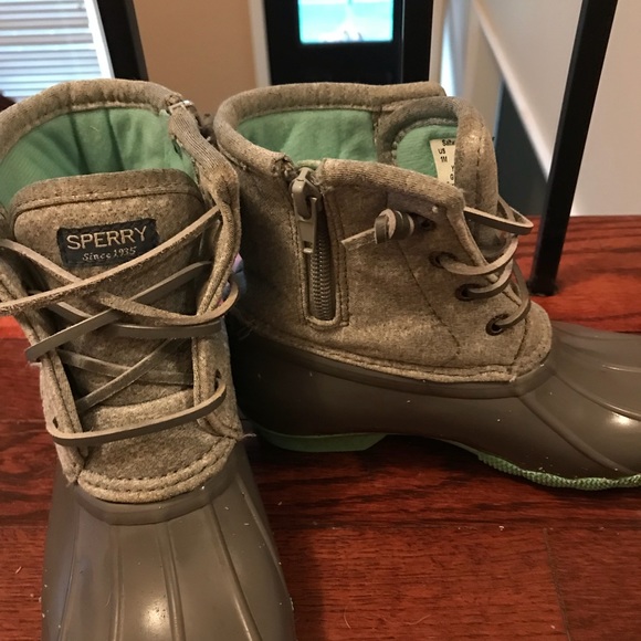 Grey and mint sperry duck boots Clearance